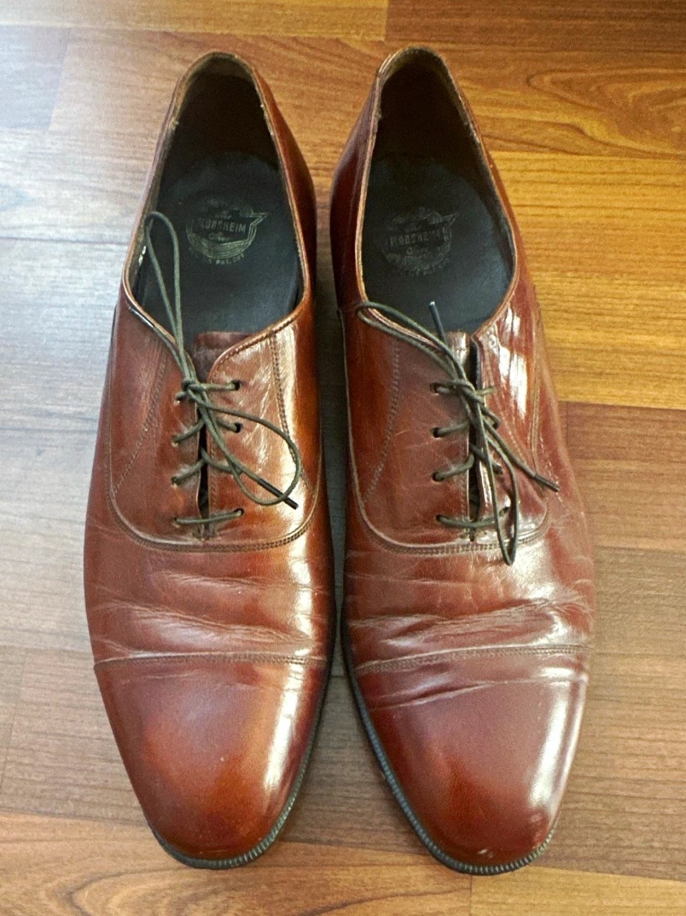 VTG Florsheim Brown Leather Cap Toe Oxford Dress Shoes Lace-Up Men's US 10 C